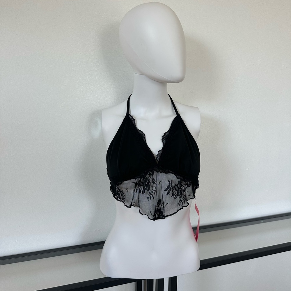 SHEIN Black Lace Halter Bandeau Bralette